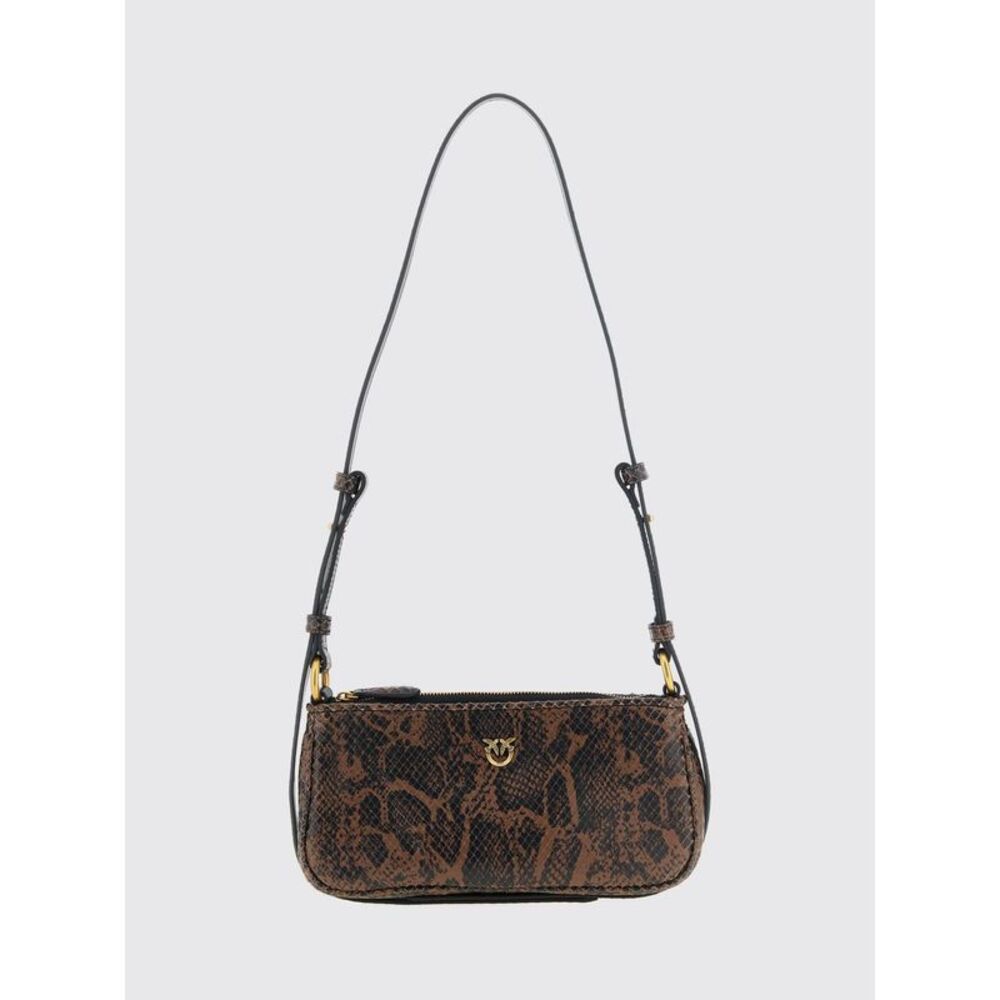 Pinko Women Pinko Python-Print Calf Leather Crossbody Bag With Love Birds Logo
